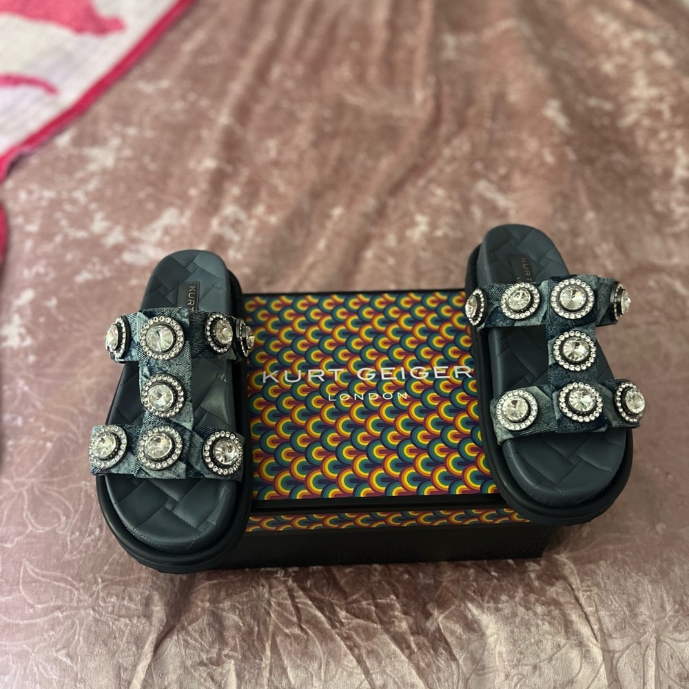 Kurt Geiger Denim Embellished Sandals